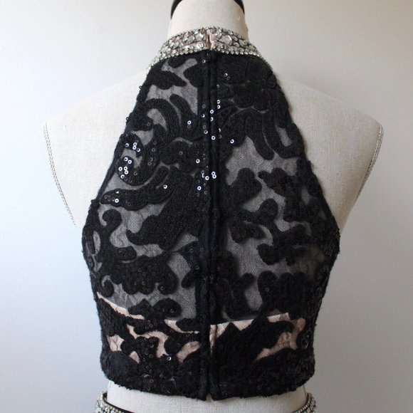 Alyce Paris Two Piece Black Homecoming Dress Size4 - Picture 8 of 12